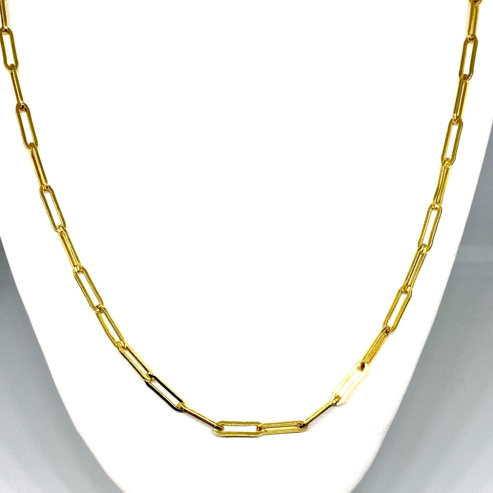 GOLD OVER STERLING SILVER 3MM PAPER CLIP CHAIN 18'